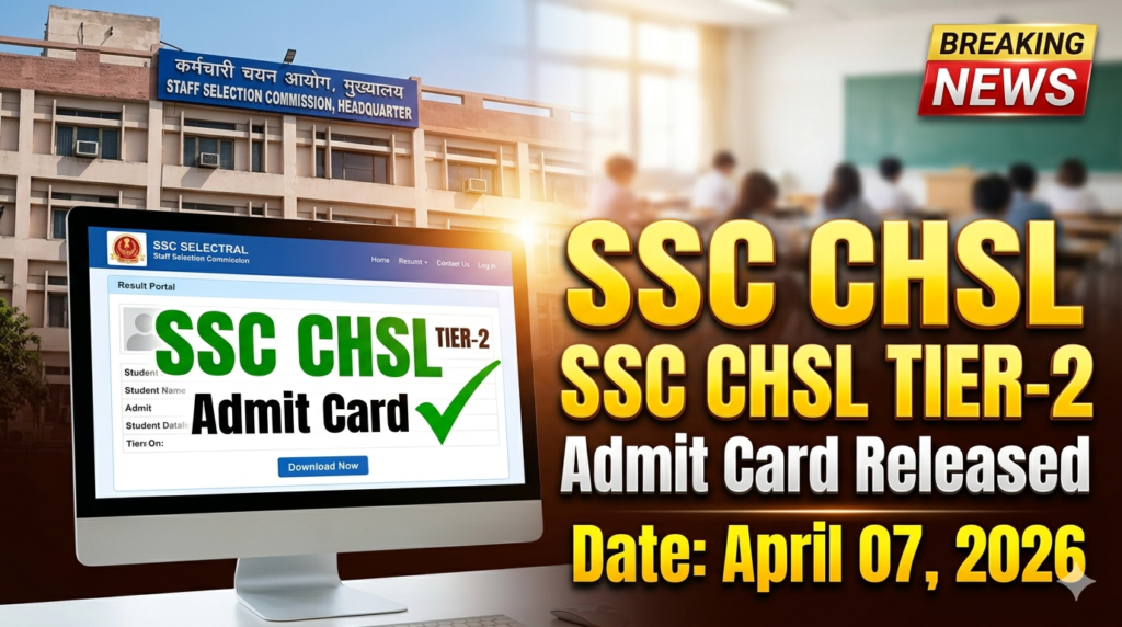SSC CHSL Tier 2 Admit Card 2026 is officially out. Link active on April 7 for 3,712 central government posts. Download at ssc.gov.in. Check steps now.