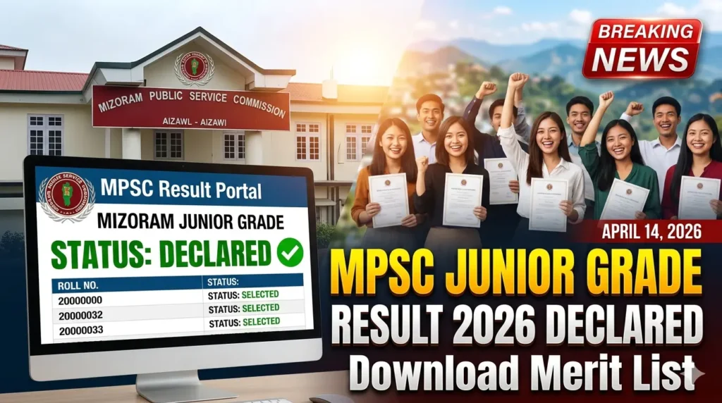 MPSC Mizoram Junior Grade Result 2026 is officially out. Check the cut off marks and the complete list of 7 qualified candidates for the interview round.