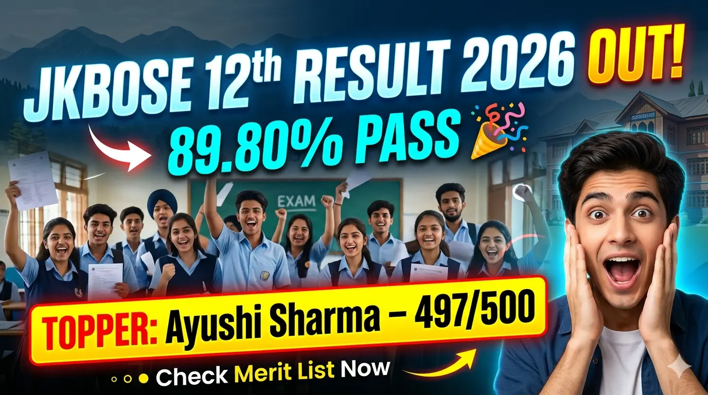 JKBOSE Class 12th Summer Zone Result 2026 Declared — Overall 89.80% Pass, Check Merit List