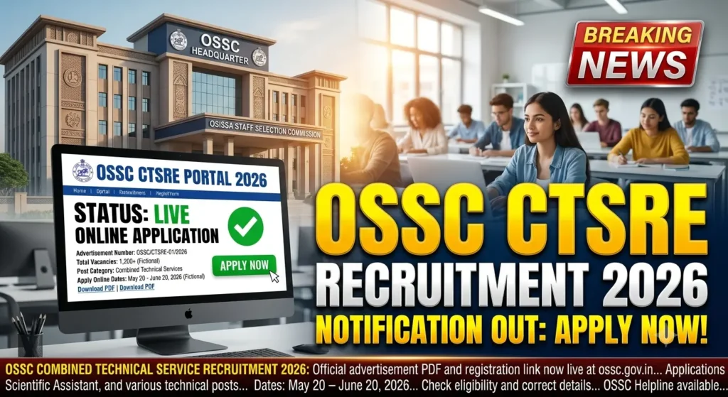 OSSC CTSRE Recruitment 2026 notification is out for 646 posts including Junior Engineer. Check eligibility, in-hand salary, and apply online before June 29, 2026.