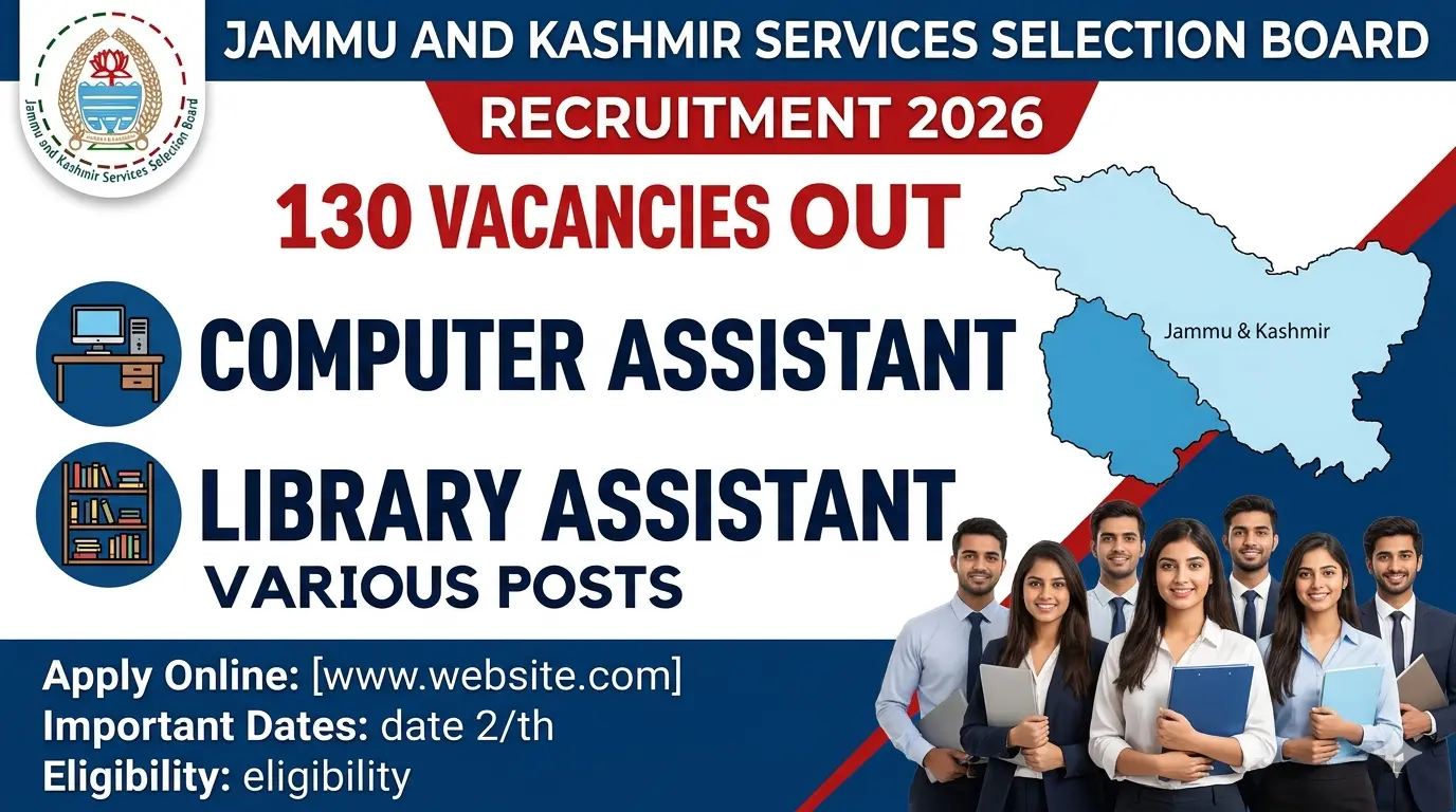 JKSSB Recruitment 2026 for Computer Assistant, Library Assistant & Various Posts is out for 130 vacancies. Check eligibility and apply before July 21.