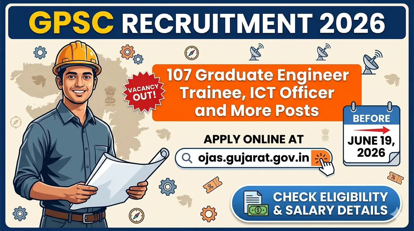 GPSC Recruitment 2026 notification out for 107 posts. Apply online at gpsc-ojas.gujarat.gov.in before June 19, 2026. Check eligibility and pay scale.