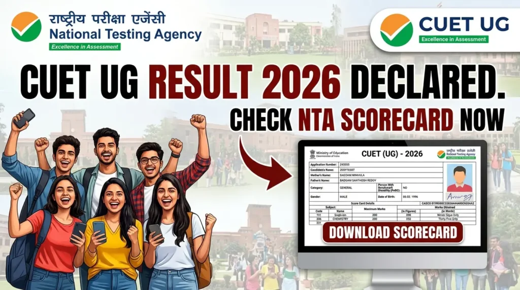 CUET UG Result 2026 is officially out. Download your scorecard online at cuet.nta.nic.in. Check top scores, subject-wise statistics, and counselling details.