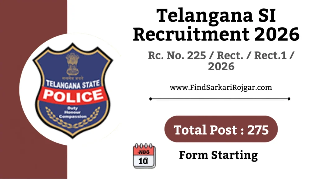 Telangana SI Recruitment 2026: Apply Online for 275 Sub Inspector Posts