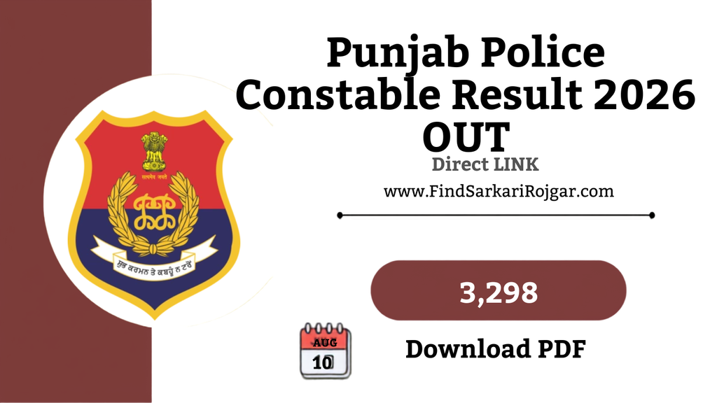 Punjab Police Constable Result 2026 OUT